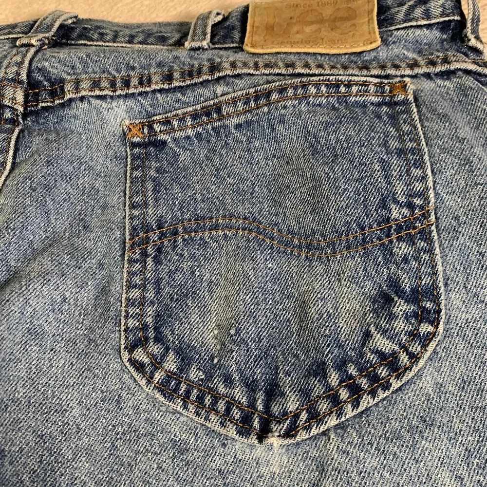 Vintage Lee Jeans Mens 40x34(38x34) Blue Denim Relaxed Fit Straight Leg Rise 90s